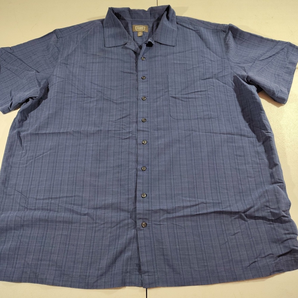 Foundry Supply Co. Bowling Shirt Men 3XLT Blue Textured Dad Office Vacation